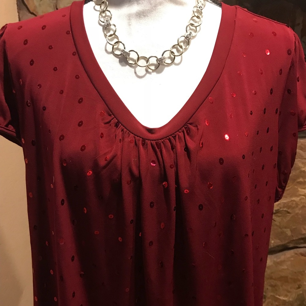 Crew neck dark red shirt - Picture 2 of 5
